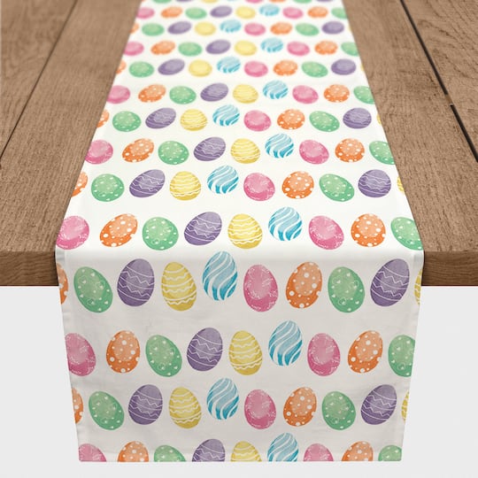 Watercolor Eggs 16&#x22; x 72&#x22; Poly Twill Table Runner